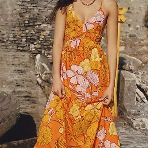 Plenty by Tracy Reese - Orange Floral Maxi Dress (L)